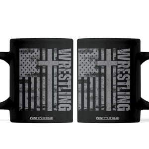 Wrestling Christian Vintage Patriotic American Flag Coffee Mug TS11 Black Print Your Wear