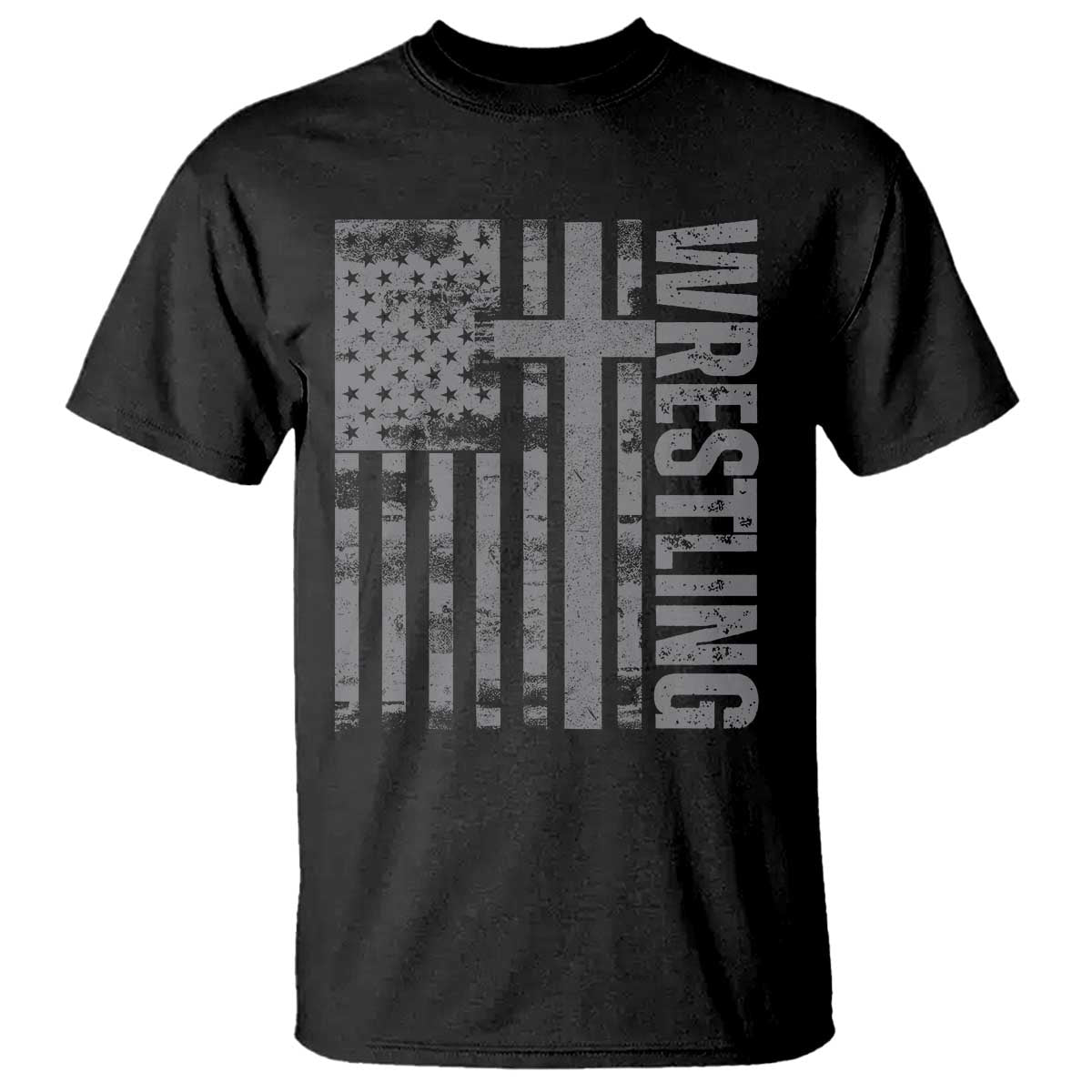 Wrestling Christian Vintage Patriotic American Flag T Shirt TS11 Black Print Your Wear