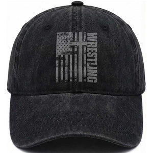 Wrestling Christian Vintage Patriotic American Flag Washed Cotton Baseball Cap TS11 Print Your Wear