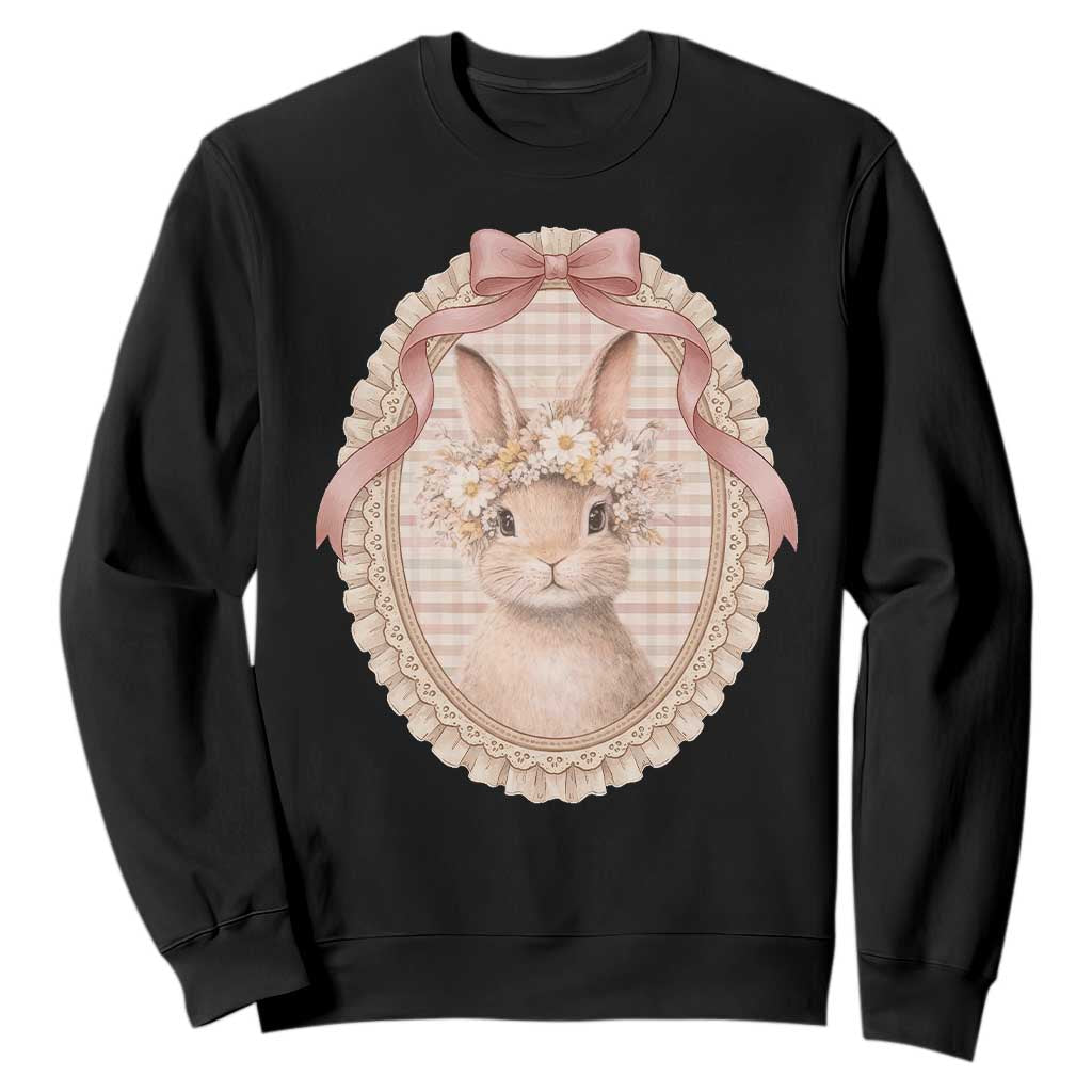 Floral Coquette Easter Bunny Vintage Thrifted Grandma Core Sweatshirt TS11 Black Print Your Wear