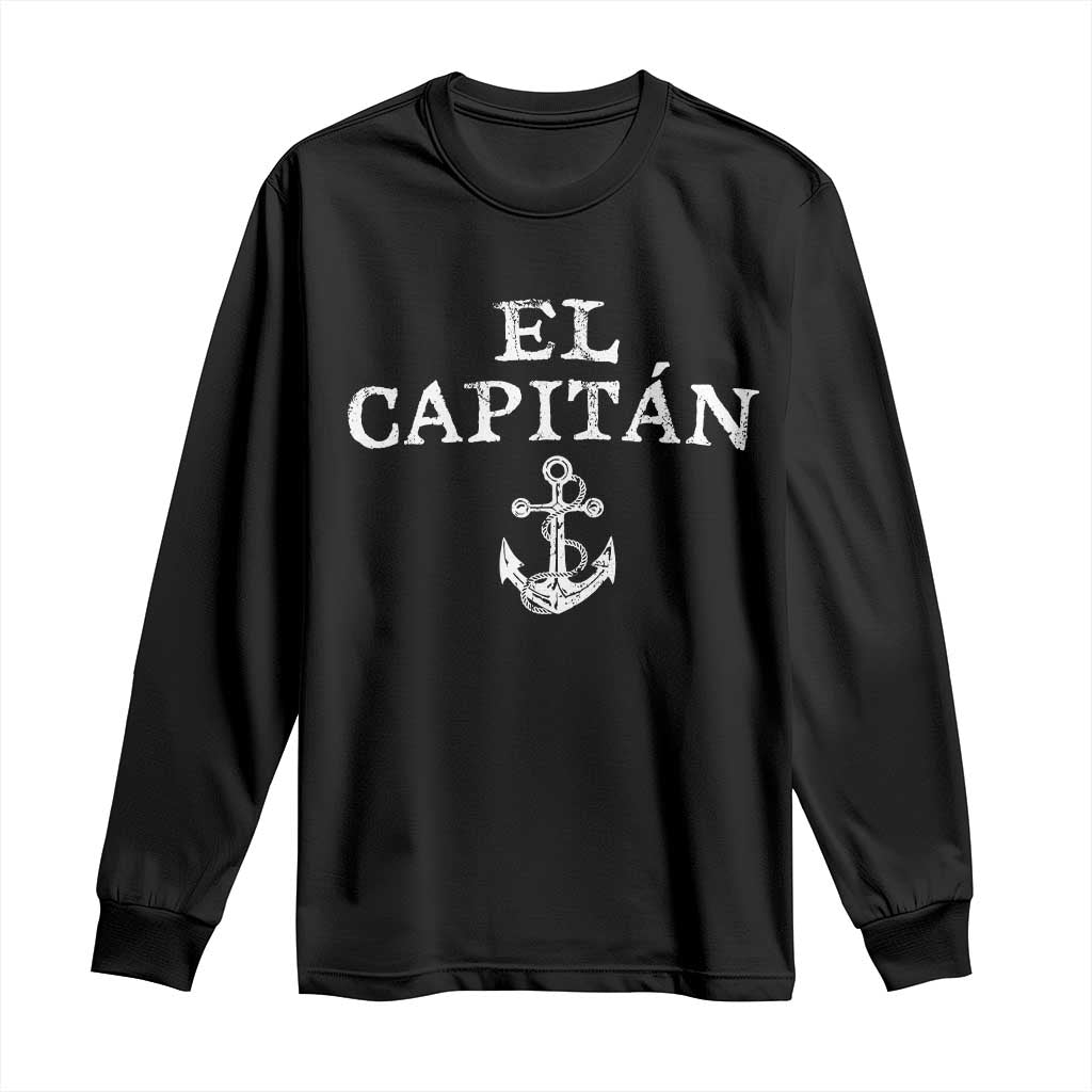 El Capitan Long Sleeve Shirt Funny Boat Captain Vintage Anchor TS11 Black Print Your Wear
