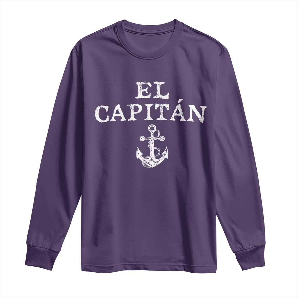 El Capitan Long Sleeve Shirt Funny Boat Captain Vintage Anchor TS11 Purple Print Your Wear