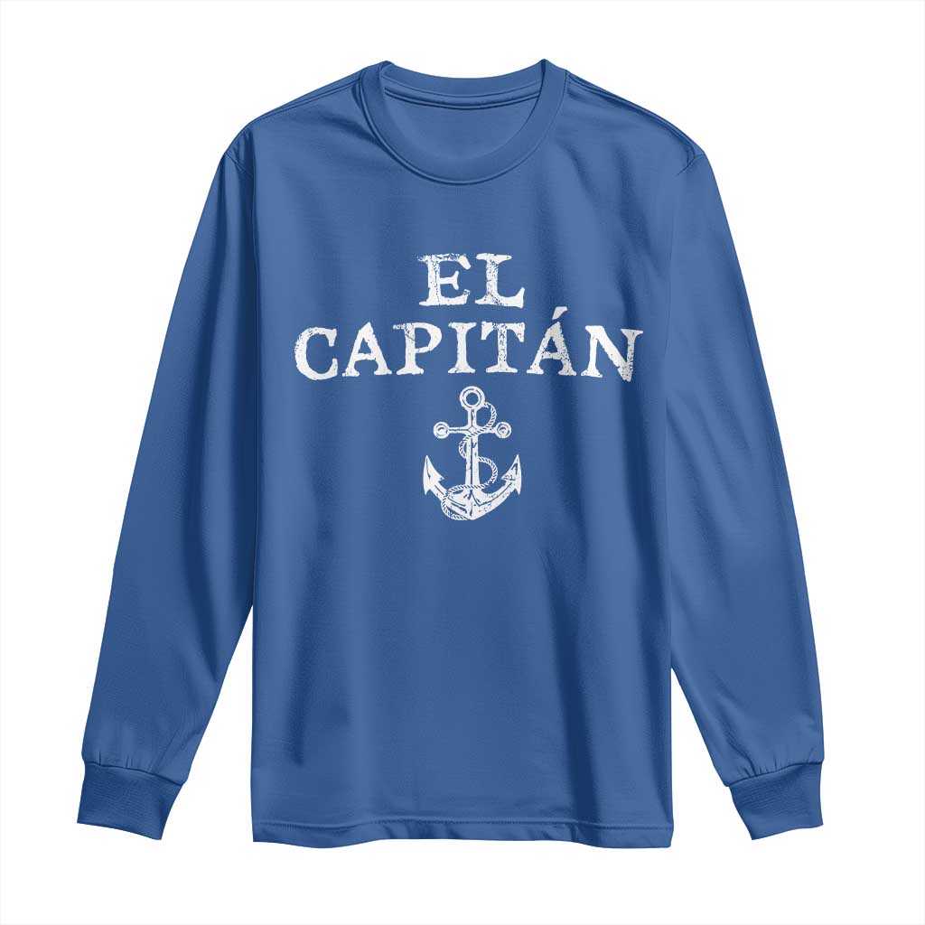 El Capitan Long Sleeve Shirt Funny Boat Captain Vintage Anchor TS11 Royal Blue Print Your Wear