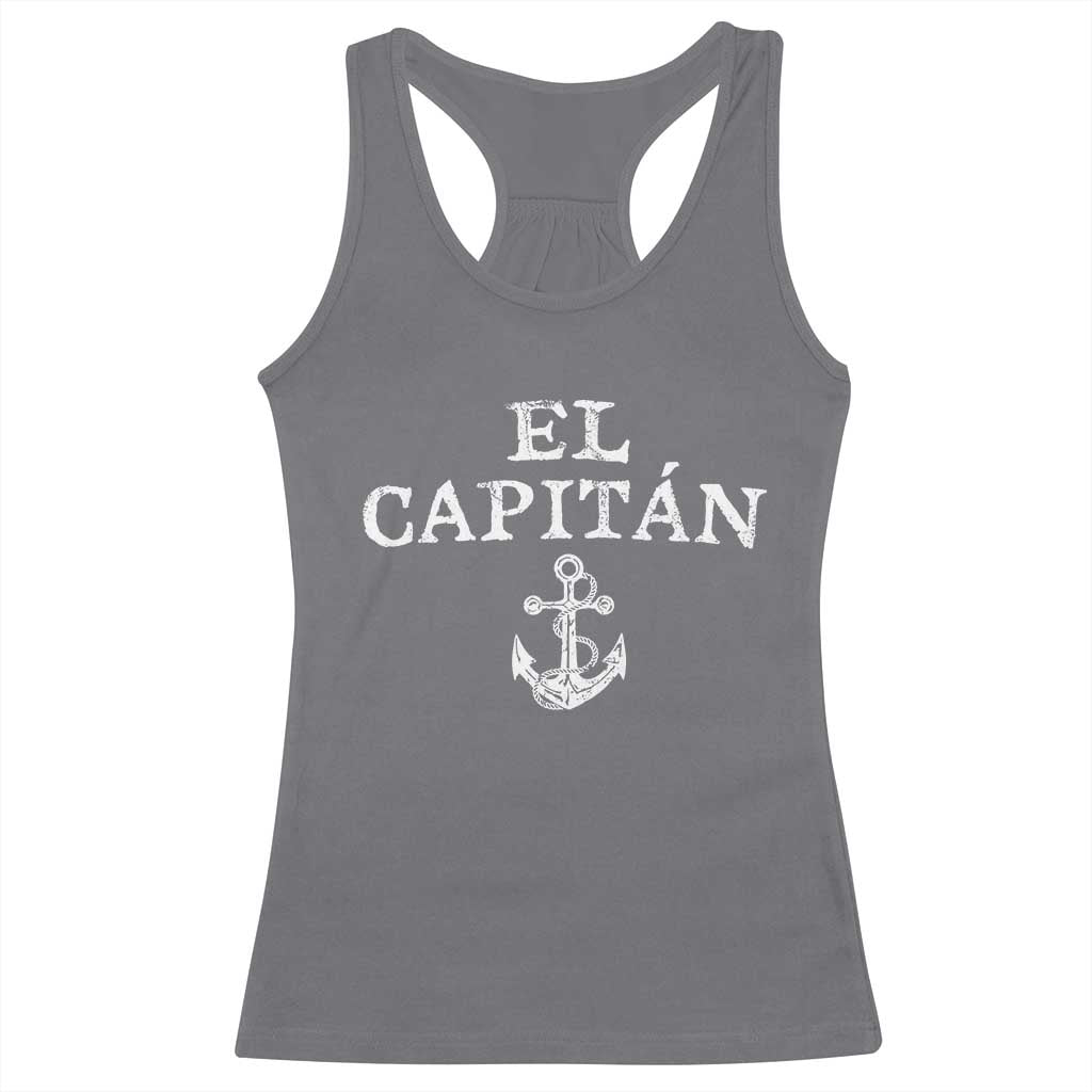 El Capitan Racerback Tank Top Funny Boat Captain Vintage Anchor TS11 Charcoal Print Your Wear