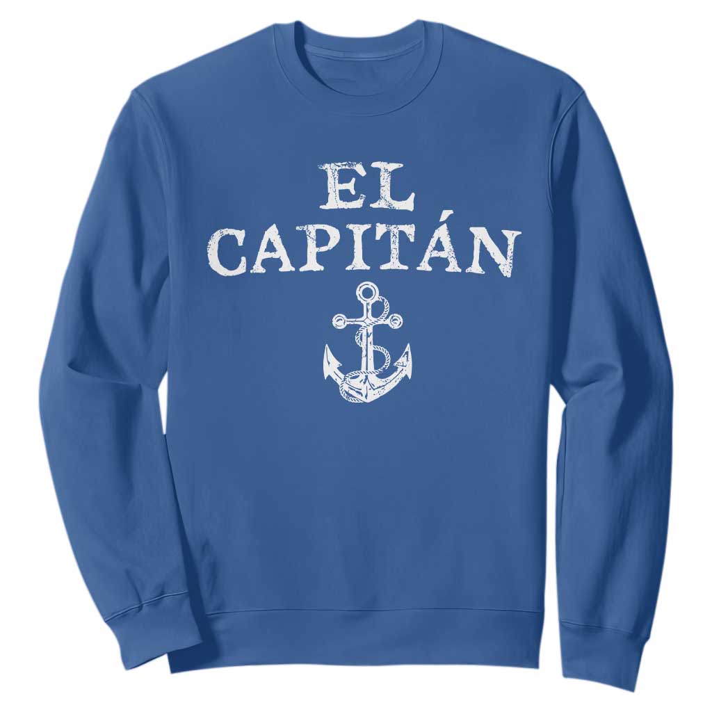 El Capitan Sweatshirt Funny Boat Captain Vintage Anchor TS11 Royal Blue Print Your Wear