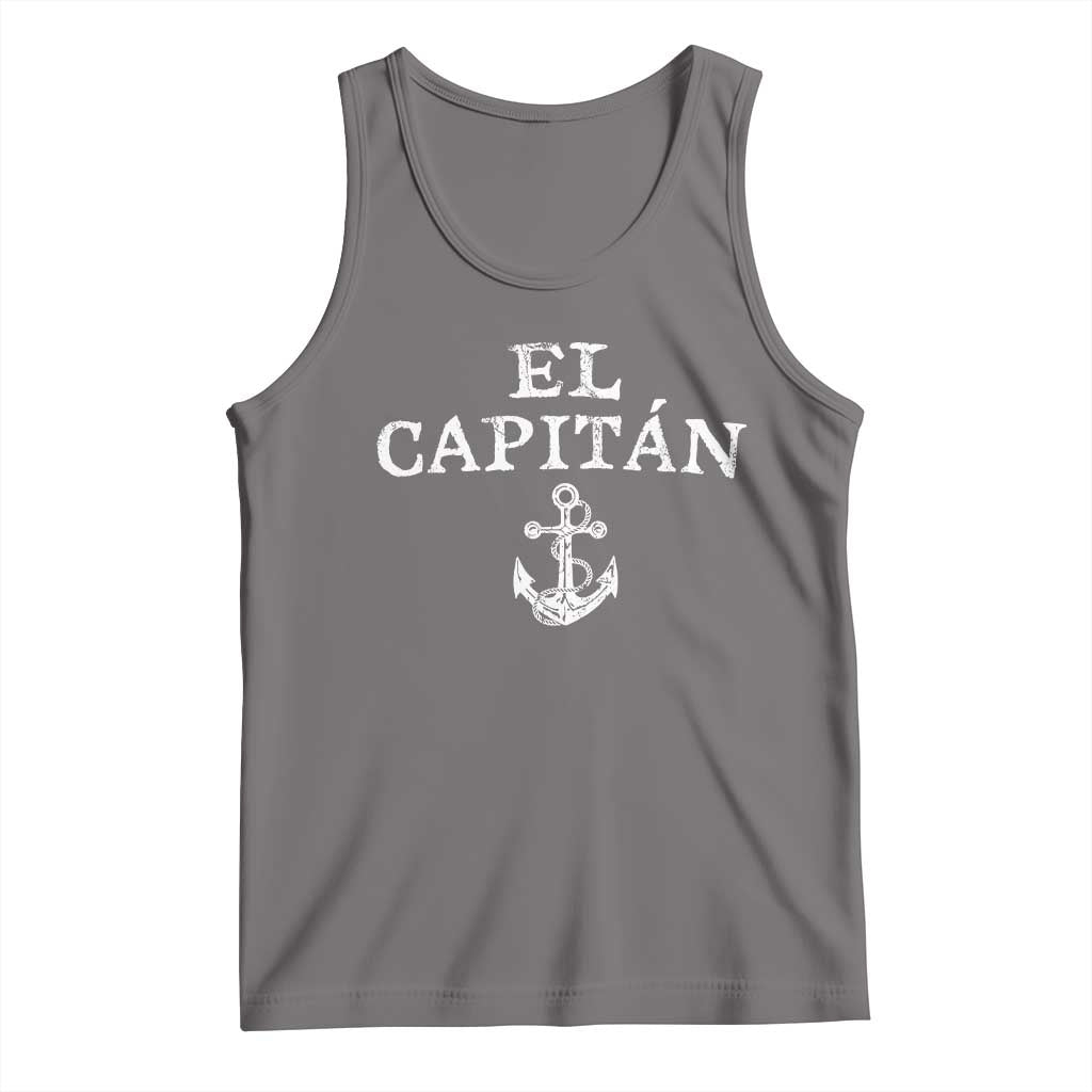 El Capitan Tank Top Funny Boat Captain Vintage Anchor TS11 Deep Heather Print Your Wear