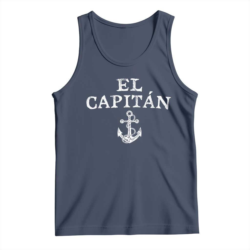 El Capitan Tank Top Funny Boat Captain Vintage Anchor TS11 Navy Print Your Wear