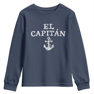 El Capitan Youth Sweatshirt Funny Boat Captain Vintage Anchor TS11 Navy Print Your Wear
