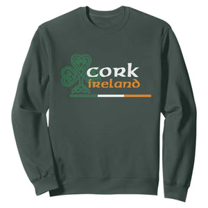 Cork Ireland Sweatshirt Irish City Souvenir St Patricks Day Celtic Shamrock TS11 Dark Forest Green Print Your Wear