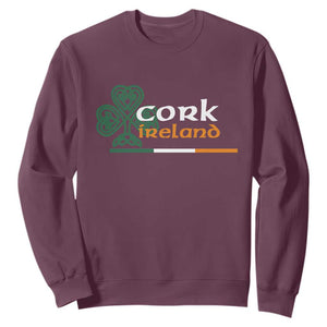Cork Ireland Sweatshirt Irish City Souvenir St Patricks Day Celtic Shamrock TS11 Maroon Print Your Wear