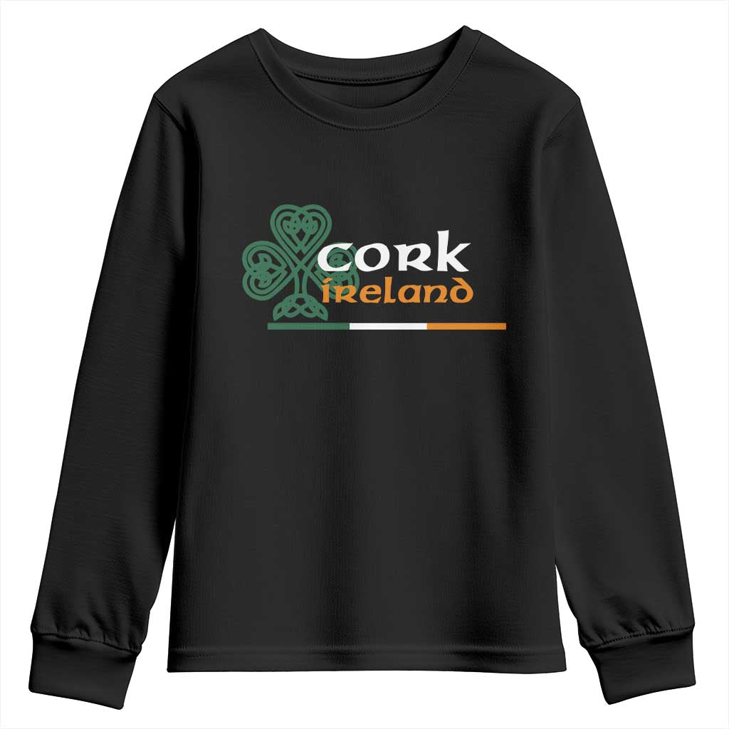 Cork Ireland Youth Sweatshirt Irish City Souvenir St Patricks Day Celtic Shamrock TS11 Black Print Your Wear