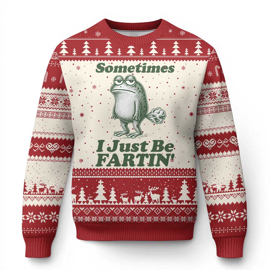 Sometimes I Just Be Fartin Funny Frog Ugly Christmas Sweater TS11 Beige Red Print Your Wear