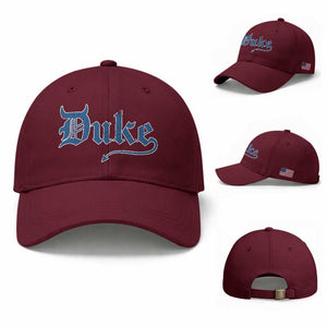 Duke Gothic Throwback Baseball Cap Game Day for Sports Fan TS11 Baseball Cap Universal Fit Maroon Print Your Wear