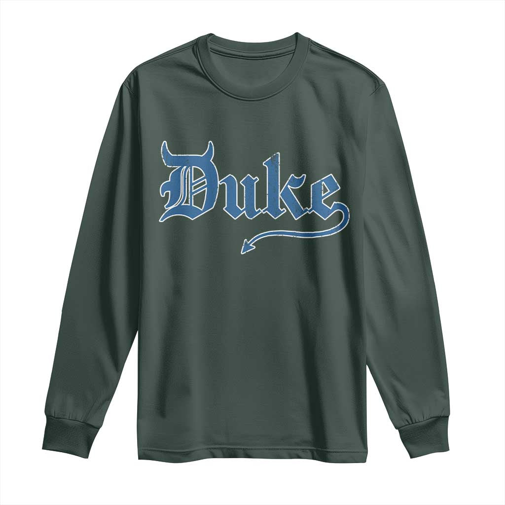 Duke Gothic Throwback Long Sleeve Shirt Game Day for Sports Fan TS11 Dark Forest Green Print Your Wear
