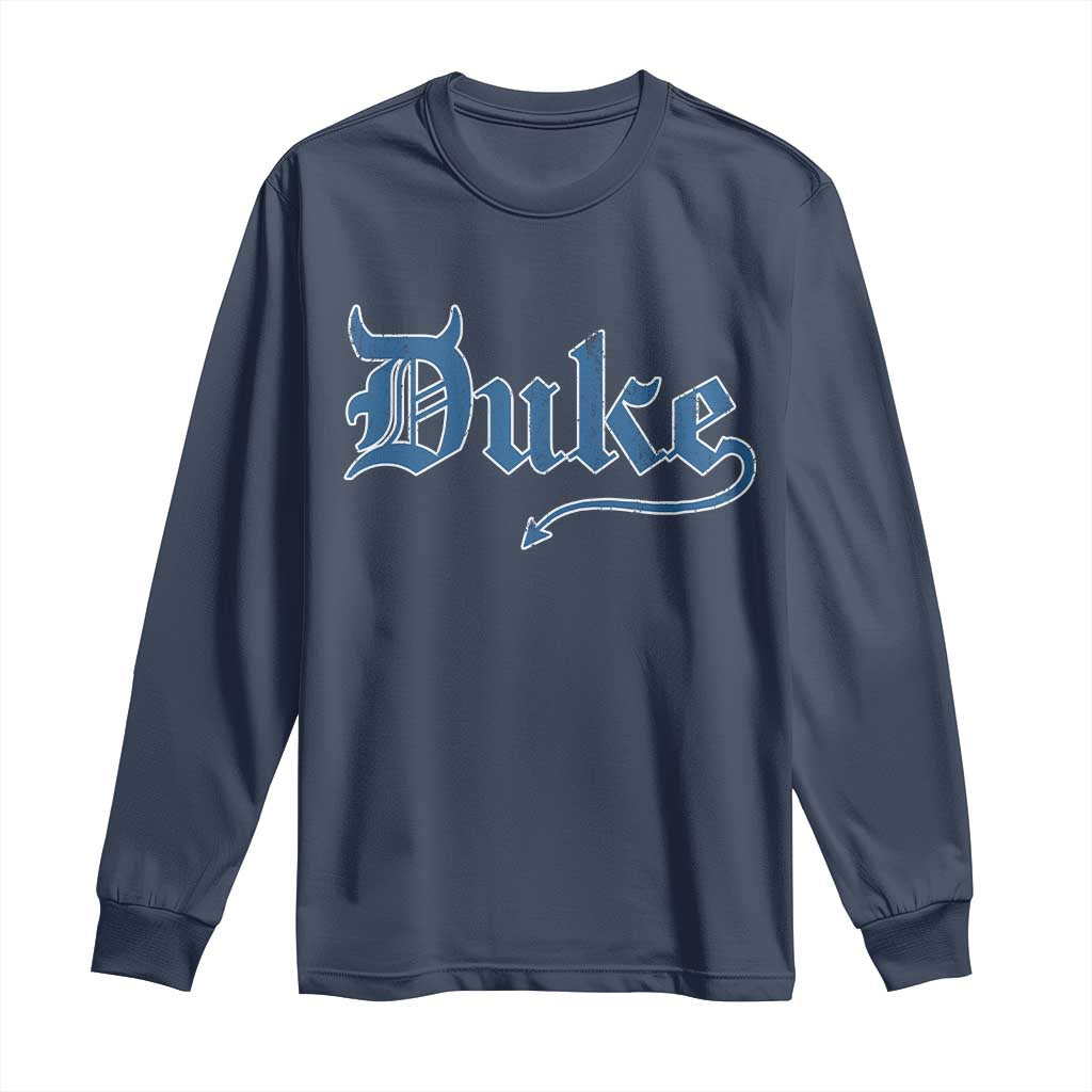 Duke Gothic Throwback Long Sleeve Shirt Game Day for Sports Fan TS11 Navy Print Your Wear