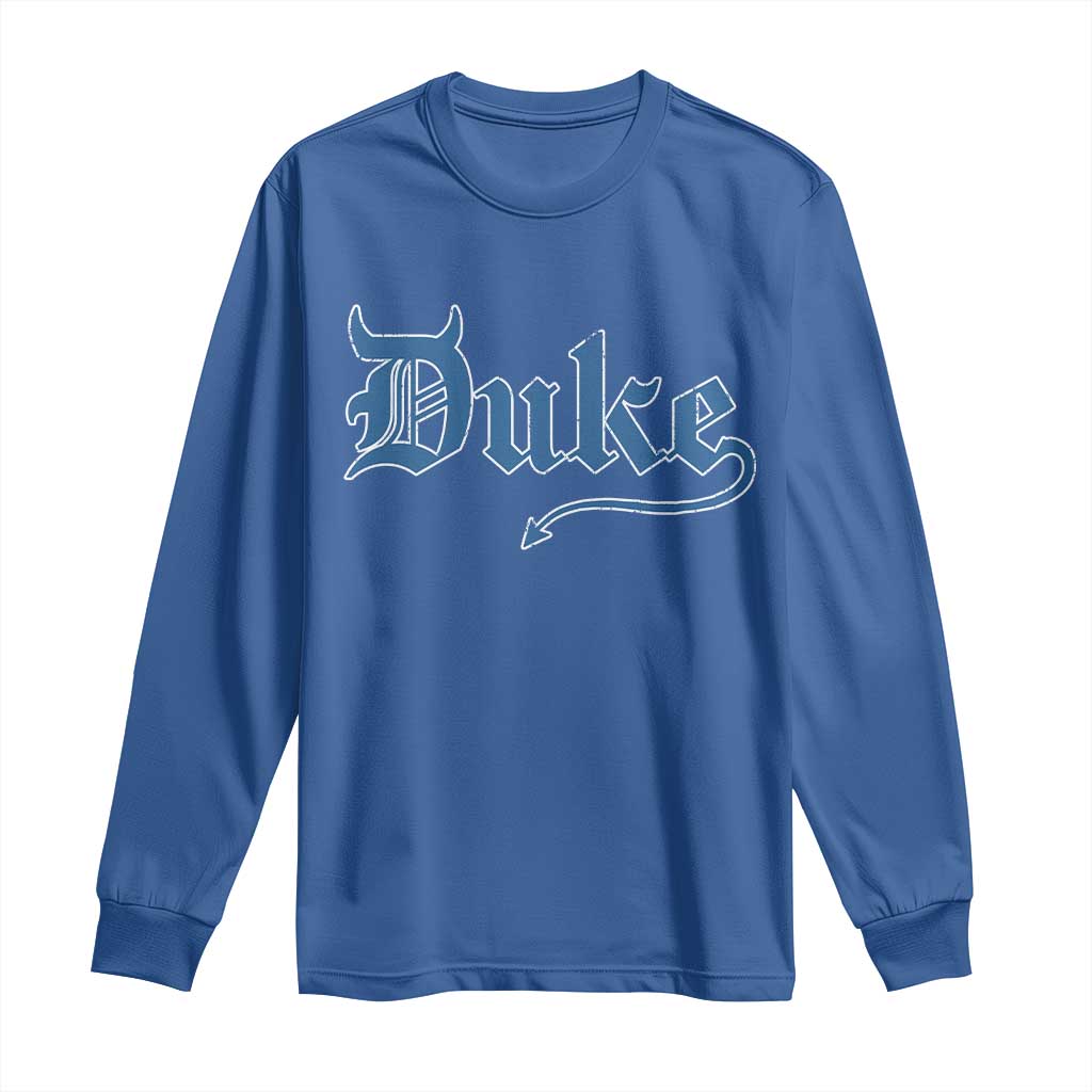 Duke Gothic Throwback Long Sleeve Shirt Game Day for Sports Fan TS11 Royal Blue Print Your Wear
