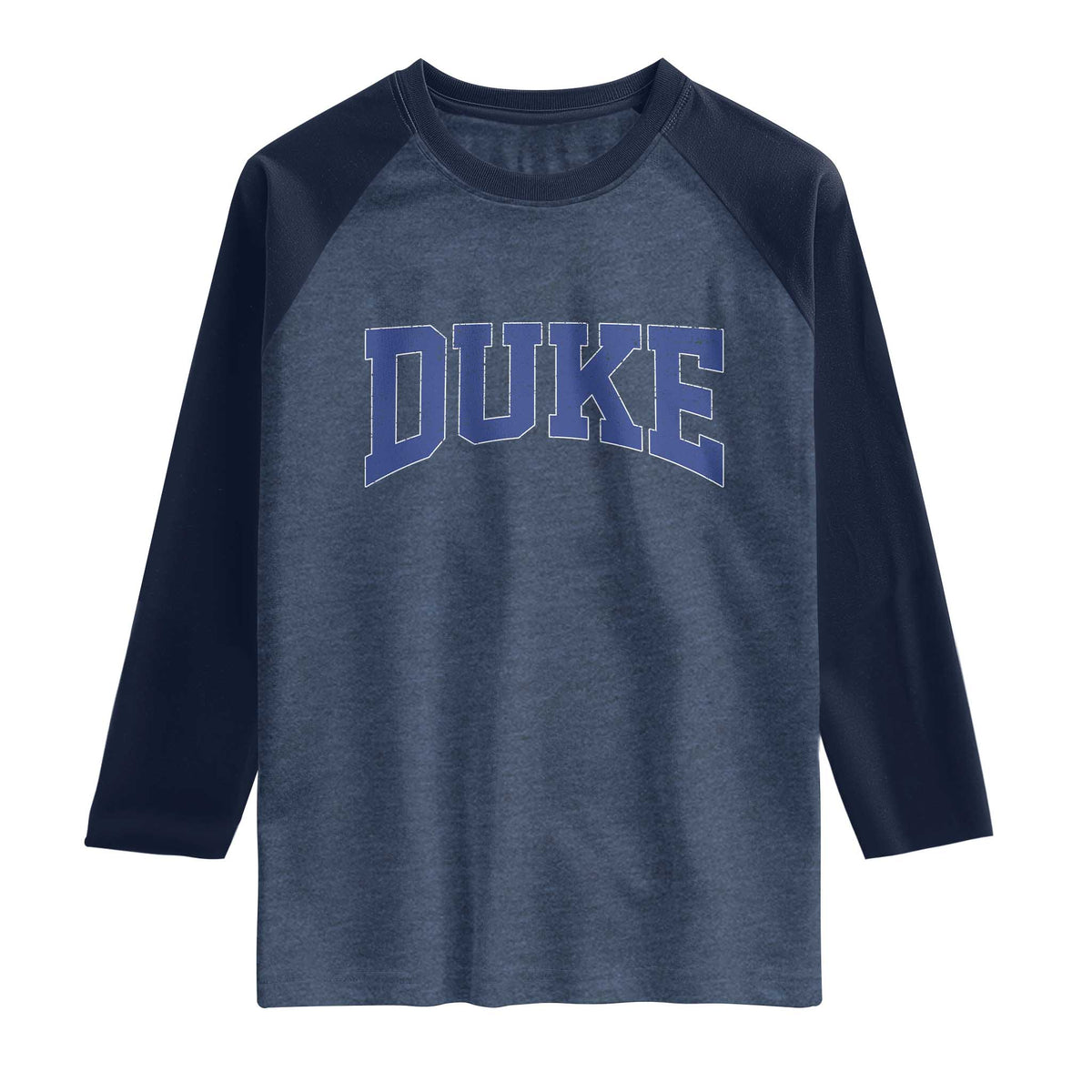 Duke Bold Name Sports Fans Raglan Shirt TS11 Heather Denim Navy Print Your Wear