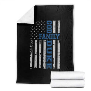 God Family Duke Throw Blanket Blue Game Day Vintage American Flag TS11 Black Print Your Wear