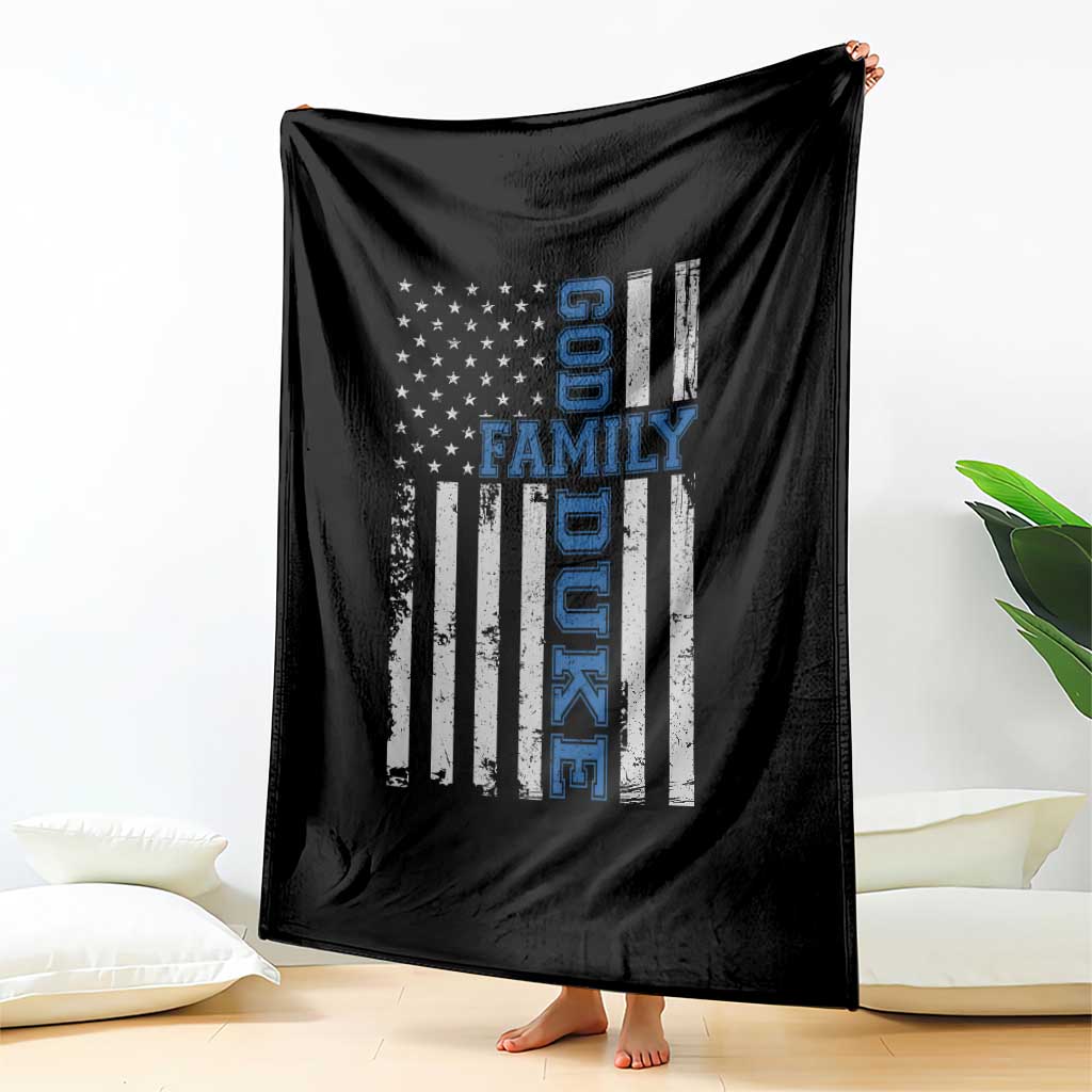 God Family Duke Throw Blanket Blue Game Day Vintage American Flag TS11 Print Your Wear