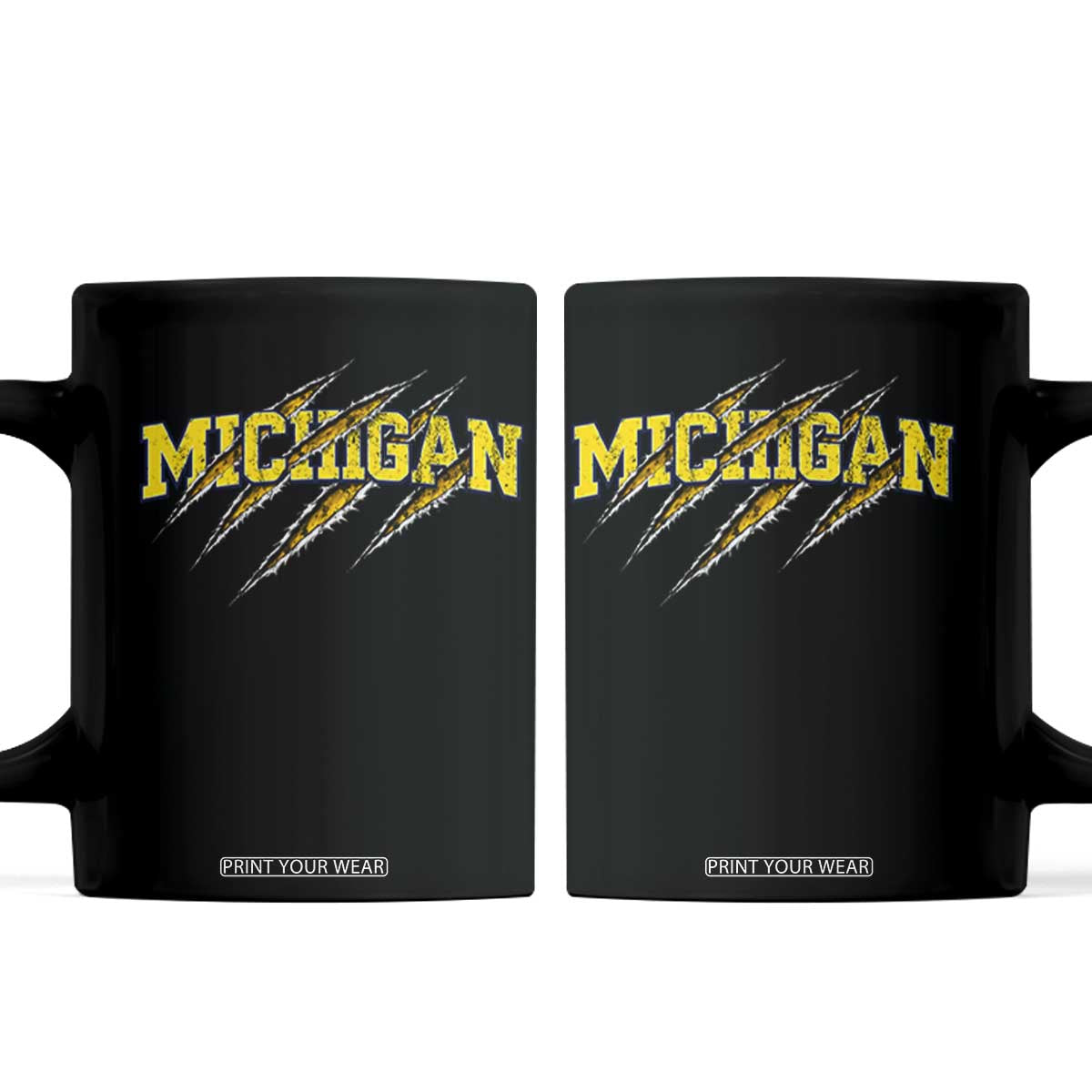 Michigan Fan Coffee Mug MI State Sports Game Day Scratch Mark TS11 Black Print Your Wear