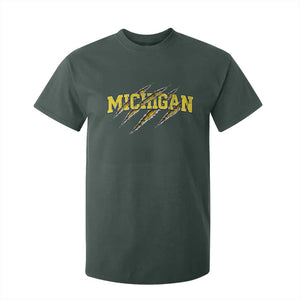 Michigan Fan T Shirt For Kid MI State Sports Game Day Scratch Mark TS11 Dark Forest Green Print Your Wear