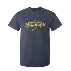 Michigan Fan T Shirt For Kid MI State Sports Game Day Scratch Mark TS11 Navy Print Your Wear