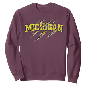 Michigan Fan Sweatshirt MI State Sports Game Day Scratch Mark TS11 Maroon Print Your Wear