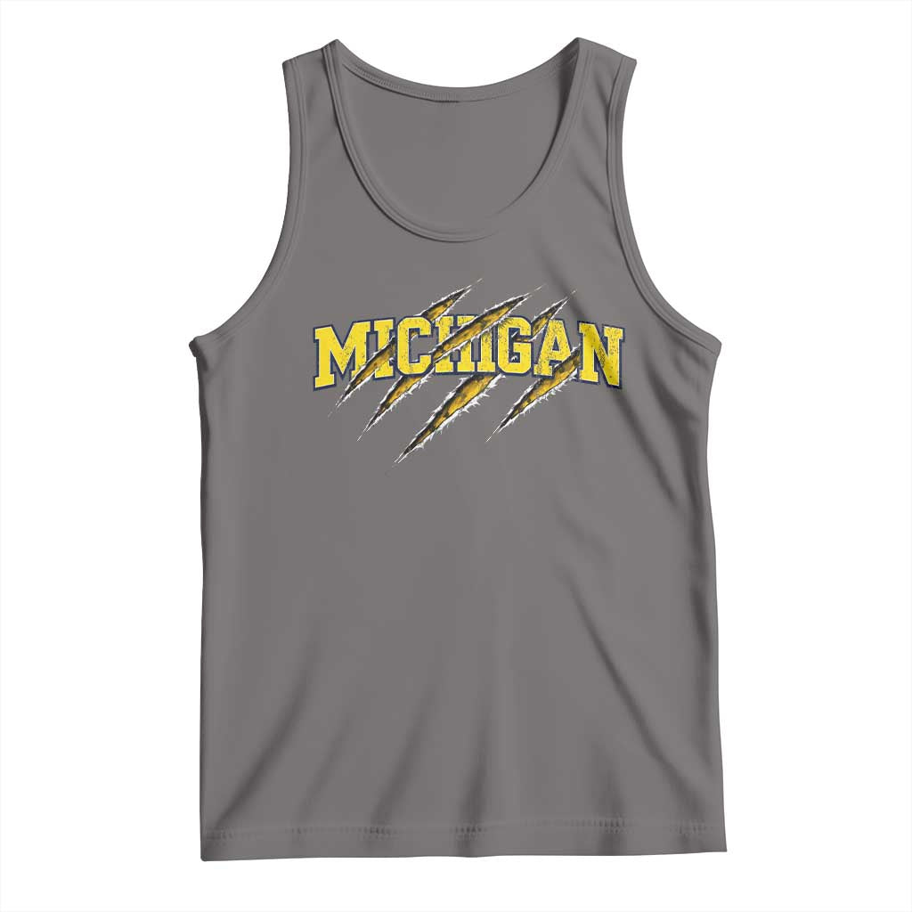 Michigan Fan Tank Top MI State Sports Game Day Scratch Mark TS11 Deep Heather Print Your Wear