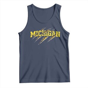 Michigan Fan Tank Top MI State Sports Game Day Scratch Mark TS11 Navy Print Your Wear
