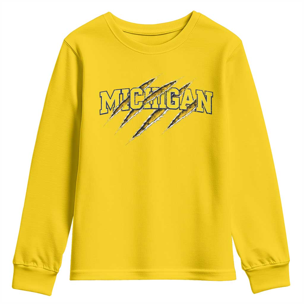 Michigan Fan Youth Sweatshirt MI State Sports Game Day Scratch Mark TS11 Daisy Print Your Wear