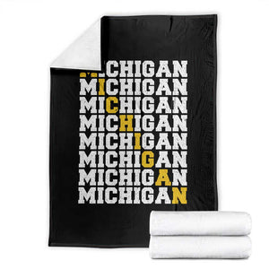Michigan Fan Throw Blanket Yellow Bold Athletic Sport State Letters Game Day TS11 Black Print Your Wear