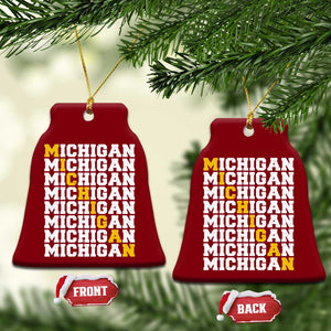 Michigan Fan Ceramic Ornament Yellow Bold Athletic Sport State Letters Game Day TS11 Print Your Wear