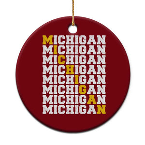 Michigan Fan Ceramic Ornament Yellow Bold Athletic Sport State Letters Game Day TS11 1pc Red Print Your Wear