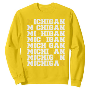 Michigan Fan Sweatshirt Yellow Bold Athletic Sport State Letters Game Day TS11 Daisy Print Your Wear