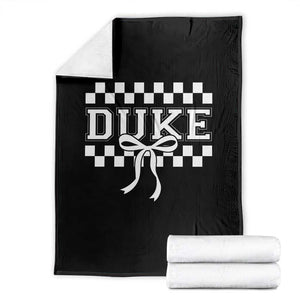 Duke Bold Letters Name Coquette Bow Checkered for Sports Fans Throw Blanket TS11 Black Print Your Wear