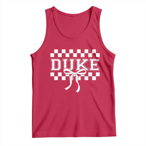 Duke Bold Letters Name Coquette Bow Checkered for Sports Fans Tank Top TS11 Red Print Your Wear