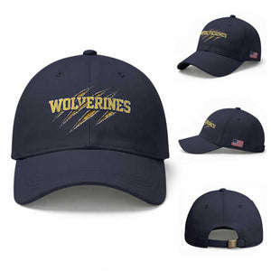 Wolverine Lover Sports Game Day Scratch Mark Baseball Cap TS11 Baseball Cap Universal Fit Navy Print Your Wear