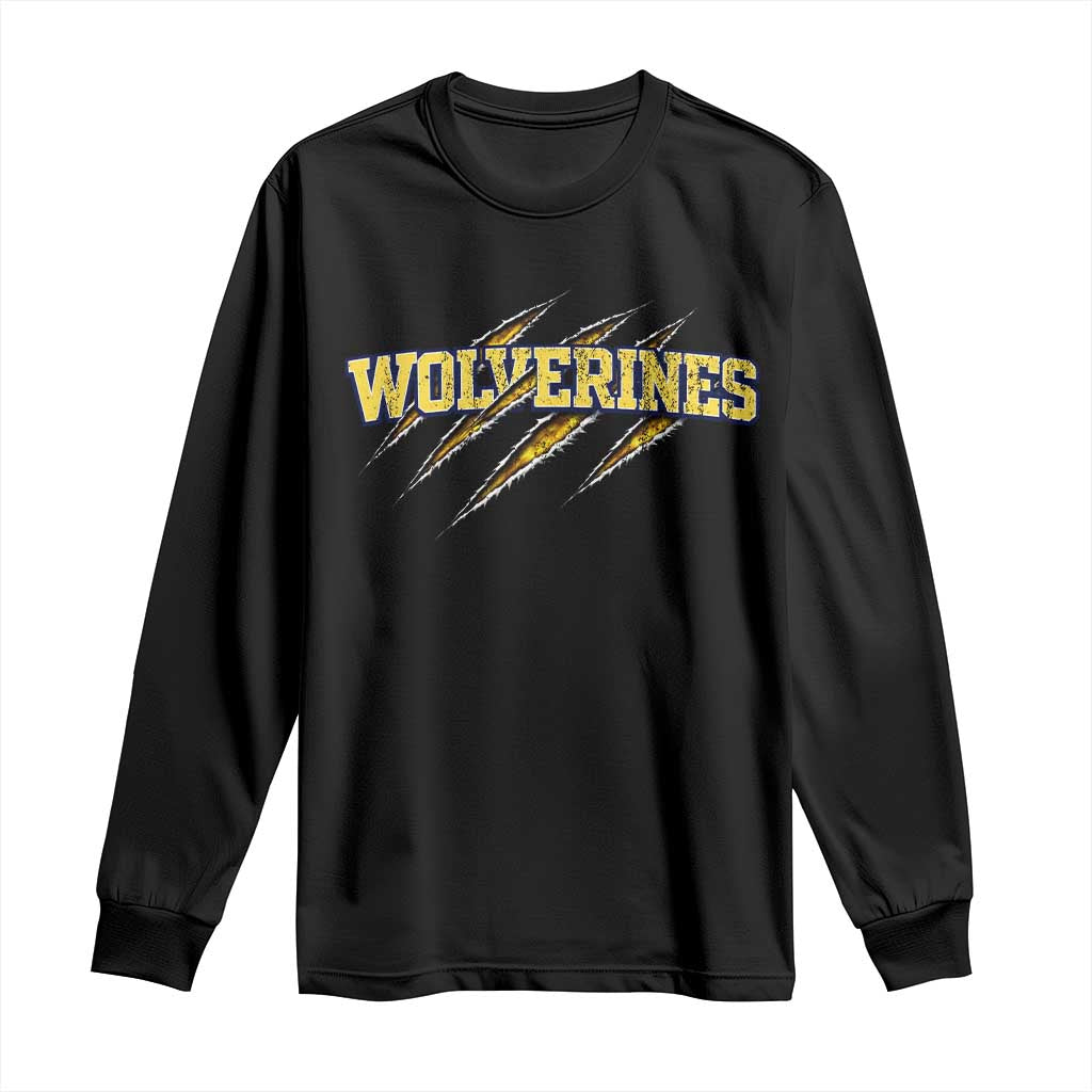 Wolverine Lover Sports Game Day Scratch Mark Long Sleeve Shirt TS11 Black Print Your Wear