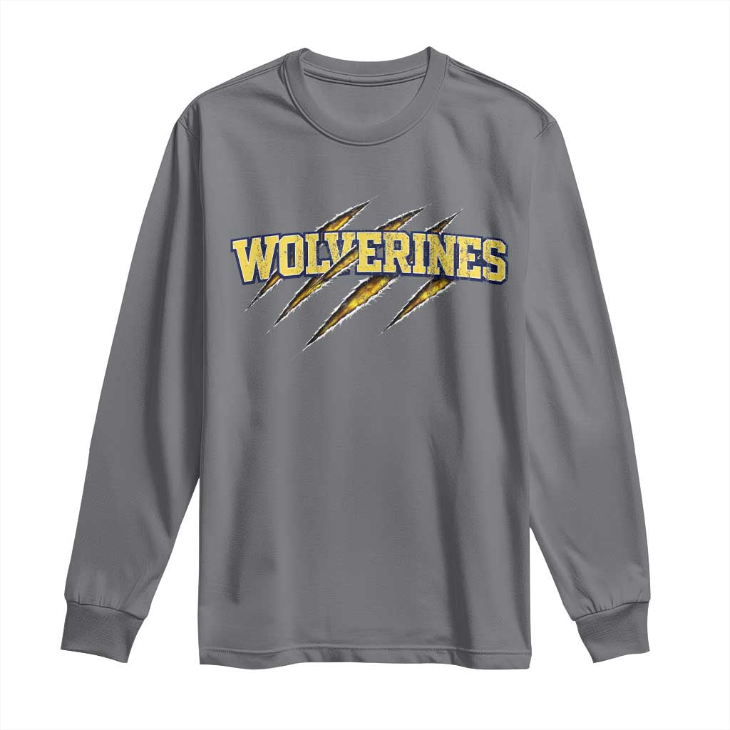 Wolverine Lover Sports Game Day Scratch Mark Long Sleeve Shirt TS11 Charcoal Print Your Wear