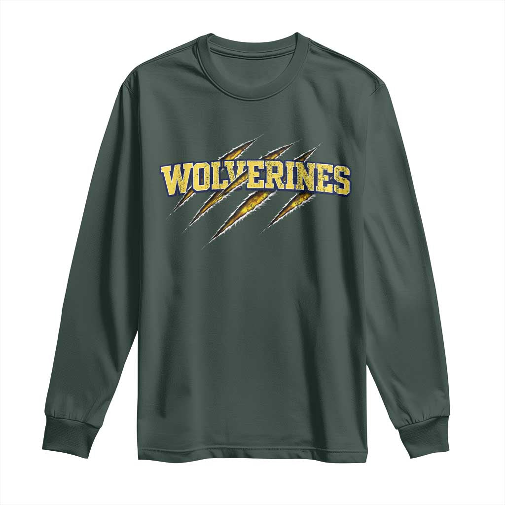 Wolverine Lover Sports Game Day Scratch Mark Long Sleeve Shirt TS11 Dark Forest Green Print Your Wear