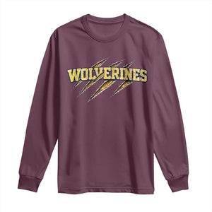 Wolverine Lover Sports Game Day Scratch Mark Long Sleeve Shirt TS11 Maroon Print Your Wear