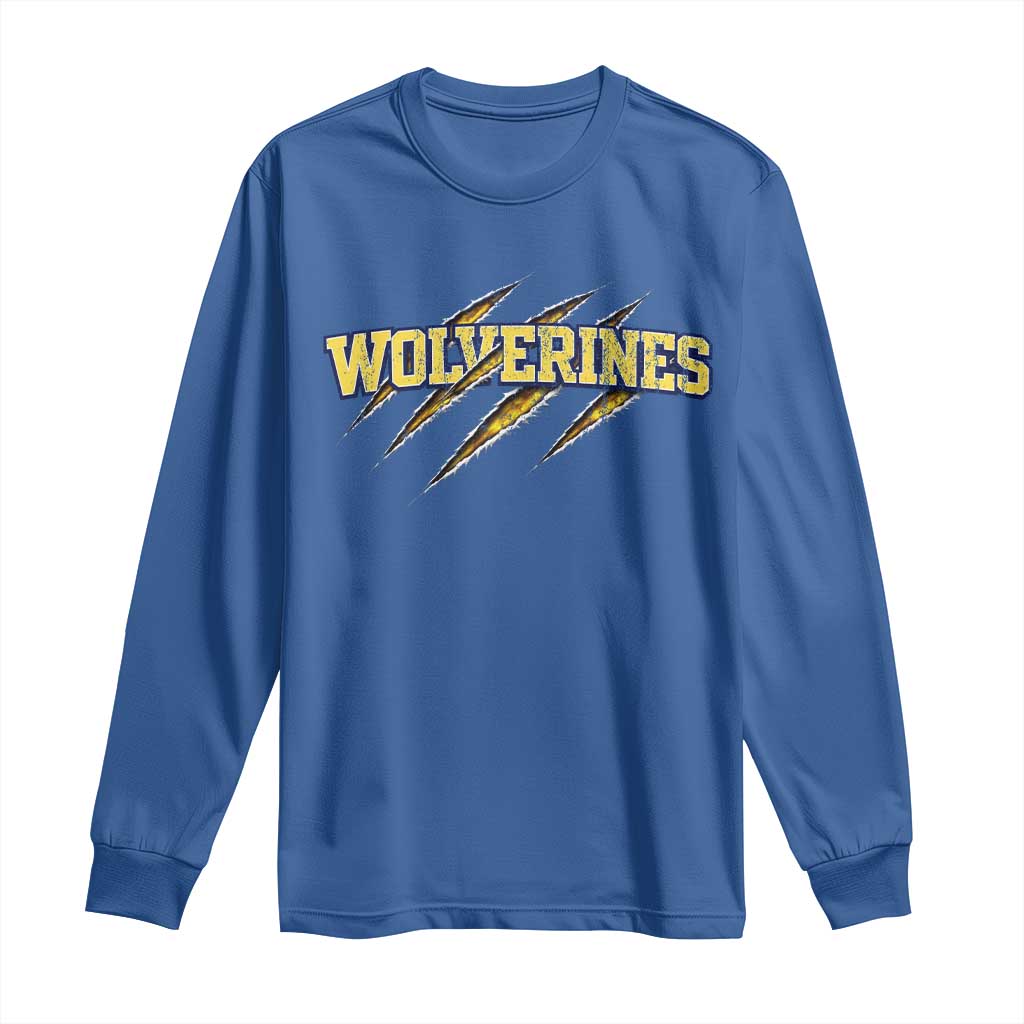 Wolverine Lover Sports Game Day Scratch Mark Long Sleeve Shirt TS11 Royal Blue Print Your Wear