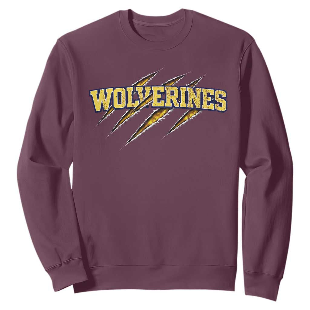 Wolverine Lover Sports Game Day Scratch Mark Sweatshirt TS11 Maroon Print Your Wear