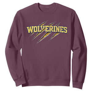 Wolverine Lover Sports Game Day Scratch Mark Sweatshirt TS11 Maroon Print Your Wear