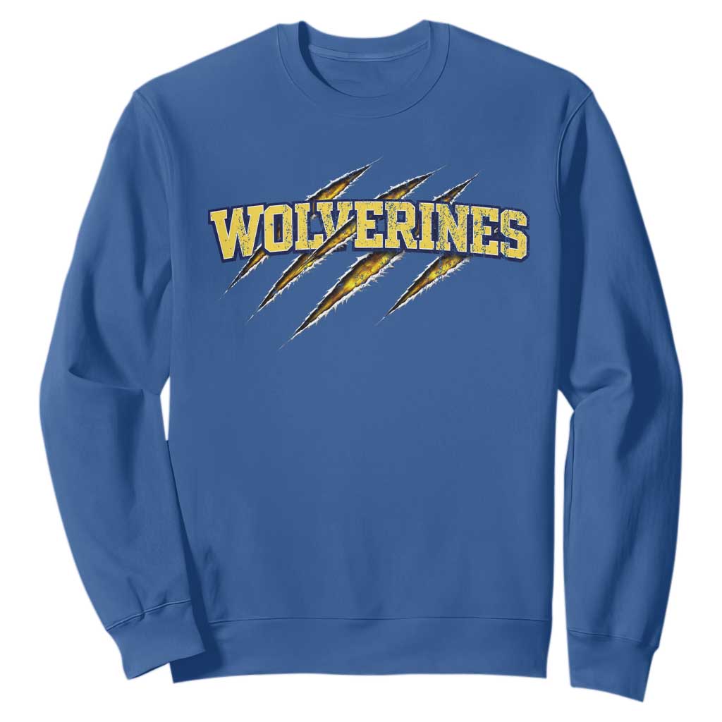 Wolverine Lover Sports Game Day Scratch Mark Sweatshirt TS11 Royal Blue Print Your Wear