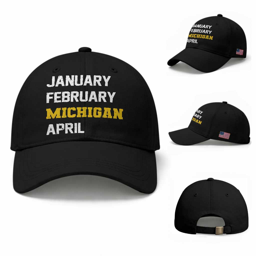 January February Michigan April Baseball Cap Basketball Game Day TS11 Baseball Cap Universal Fit Black Print Your Wear