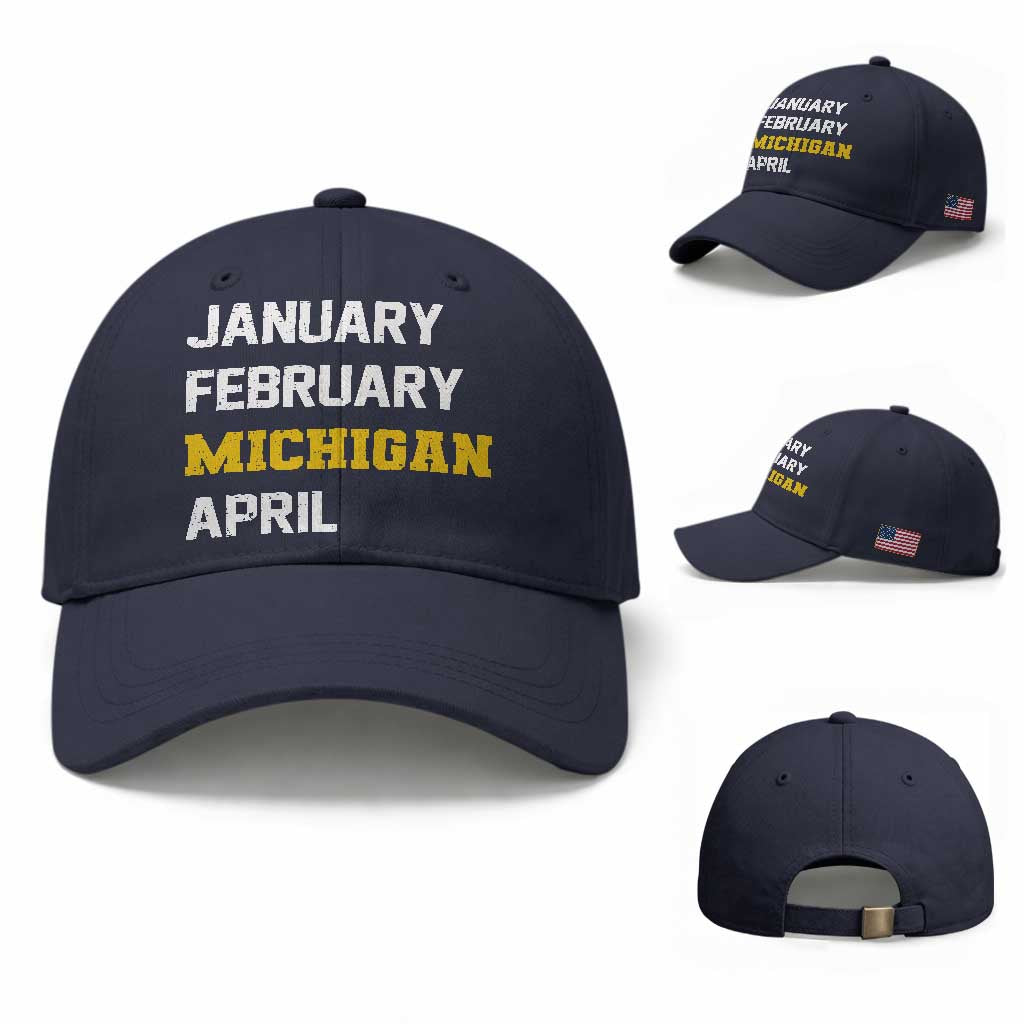 January February Michigan April Baseball Cap Basketball Game Day TS11 Baseball Cap Universal Fit Navy Print Your Wear