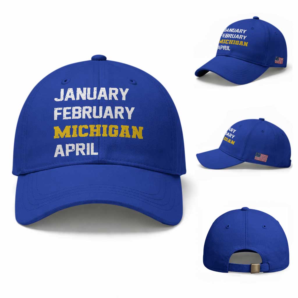 January February Michigan April Baseball Cap Basketball Game Day TS11 Baseball Cap Universal Fit Royal Blue Print Your Wear