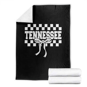 Tennessee Fan Throw Blanket TN State Sport Coquette Bow Checkered Design Game Day TS11 Black Print Your Wear