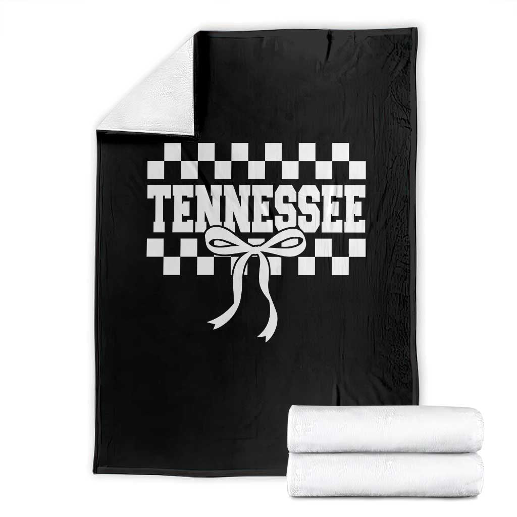 Tennessee Fan Throw Blanket TN State Sport Coquette Bow Checkered Design Game Day TS11 Black Print Your Wear
